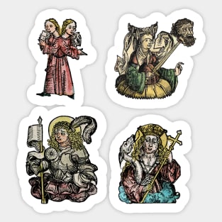 Medieval Saints and other characters Sticker